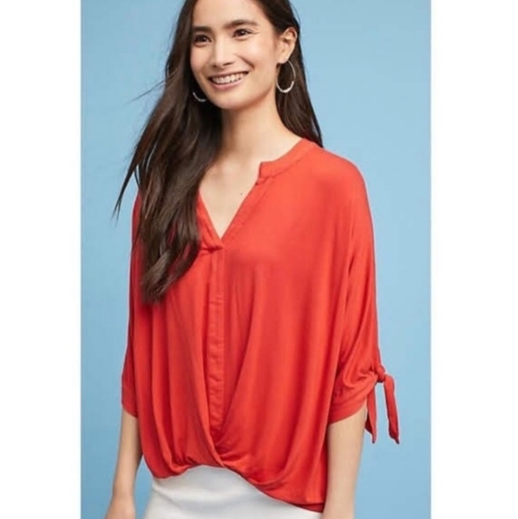 Anthropologie Akemi + Kin Twist Front Top Orange - Picture 9 of 9